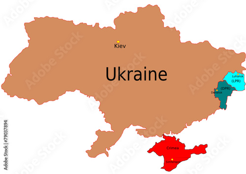 Ukraine Konflikt Politische Karte englischer Text