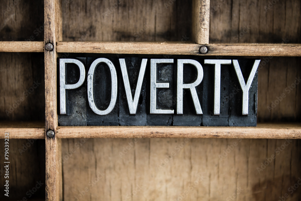 Poverty Concept Metal Letterpress Word in Drawer Poverty Concept Metal Letterpress Word in Drawer