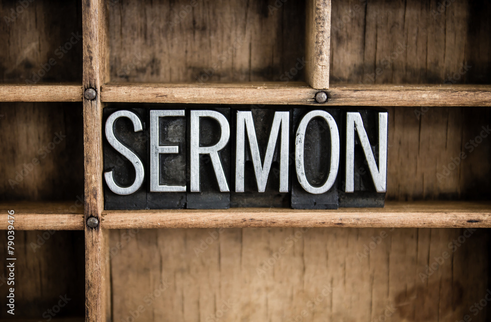 Naklejka premium Sermon Concept Metal Letterpress Word in Drawer
