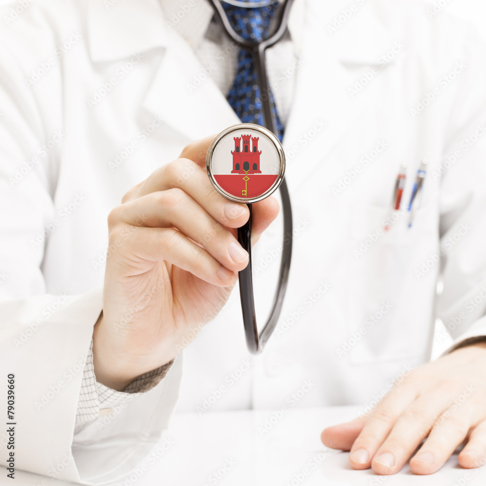Doctor holding stethoscope with flag series - Gibraltar Doctor holding stethoscope with flag series - Gibraltar