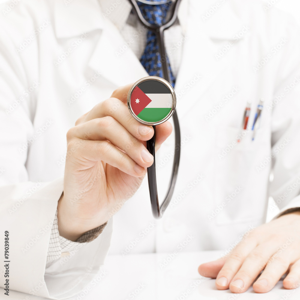 Doctor holding stethoscope with flag series - Jordan Doctor holding stethoscope with flag series - Jordan