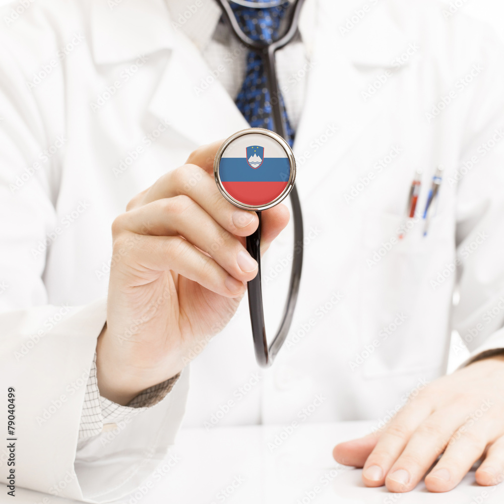 Doctor holding stethoscope with flag series - Slovenia Doctor holding stethoscope with flag series - Slovenia