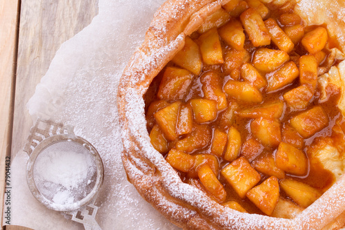 Dutch baby pancake with apple.