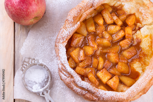 Dutch baby pancake with apple. photo