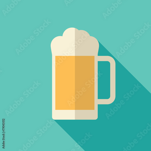 Beer icon, modern flat design with long shadow. Alcohol beverage