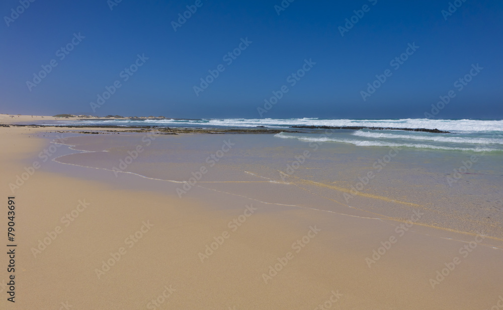 Golden sand on Corralejo beach Canary islands Spain