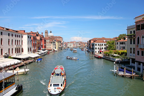 View of the Grand Canal from The Rialto bridge in Venice, Italy