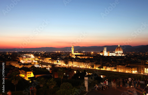 Fototapeta Naklejka Na Ścianę i Meble -  Scenic view of Florence after sunset from Piazzale Michelangelo