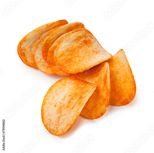 Tasty chips isolated on white background