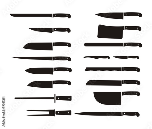 kitchen knife sets - silhouette photo