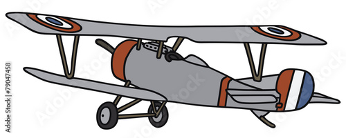 Hand drawing of a vintage military biplane