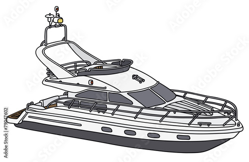 Hand drawing of a motor yacht