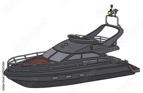 Hand drawing of a black yacht