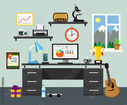 Vector home workplace illustration