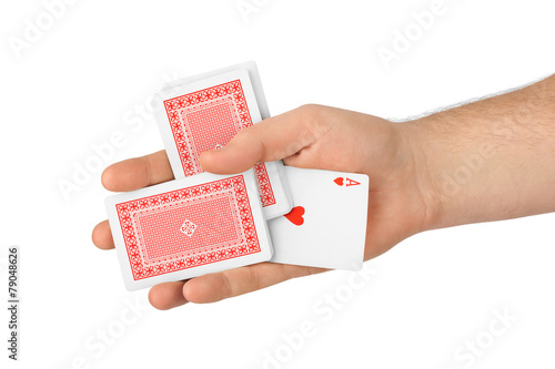 Hand and playing cards