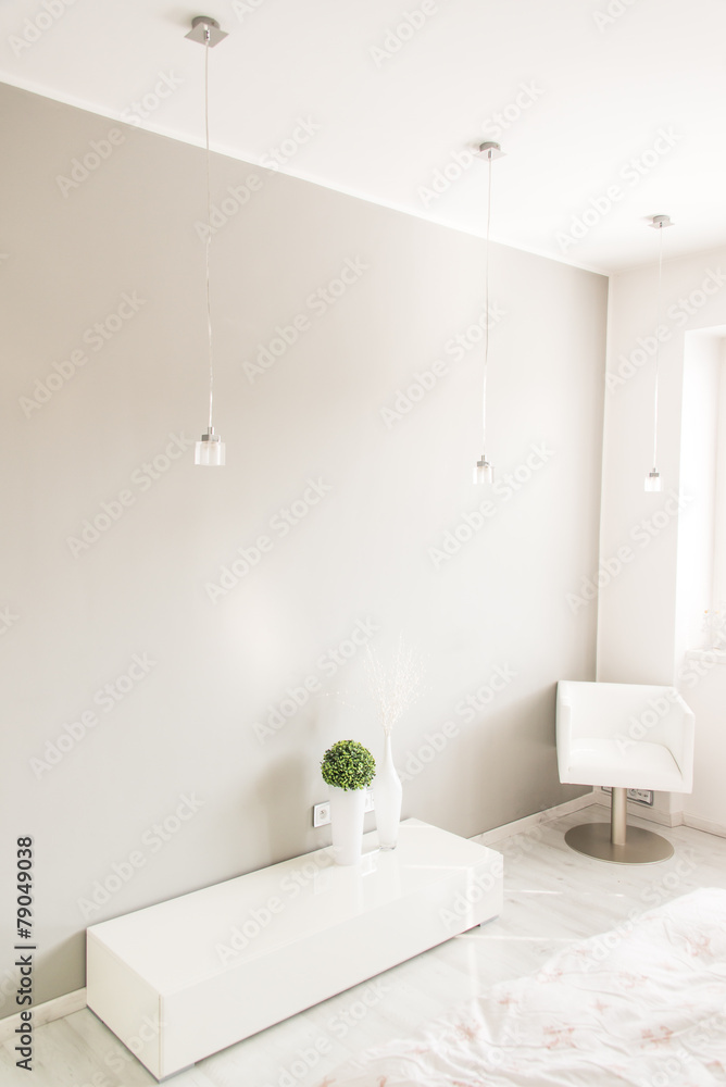 white luxury room with chair