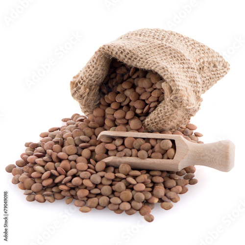 Burlap bag with lentils © homydesign