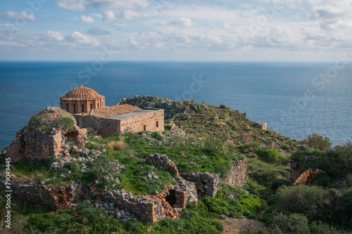 Medieval church  at Monemvasia, Peloponnese, Greece photo