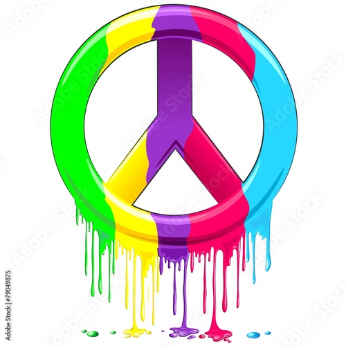 Peace Symbol Dripping Rainbow Paint