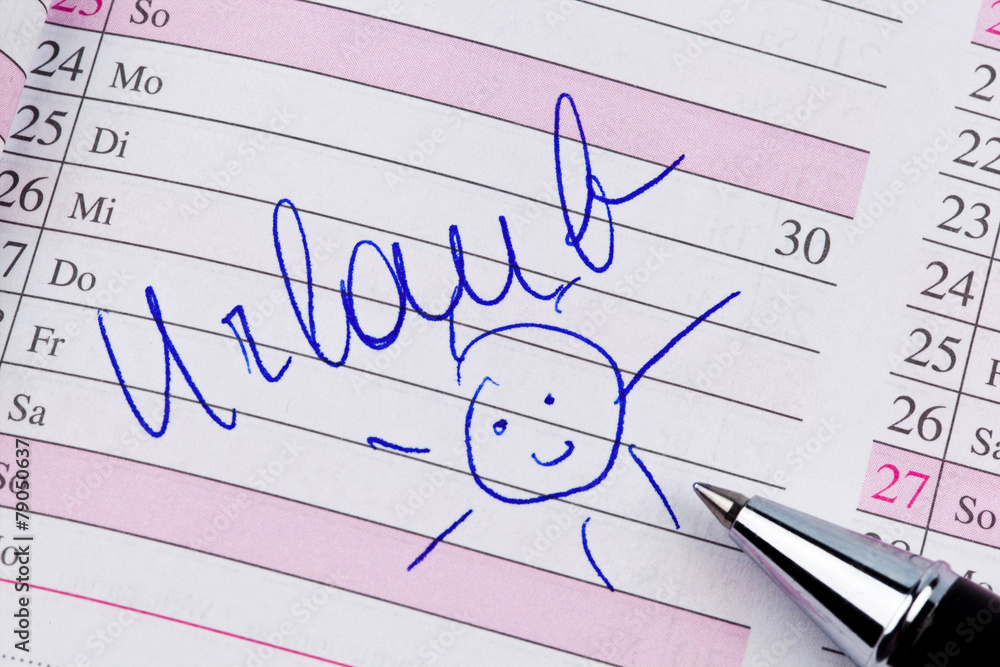 Eintrag im Kalender: Urlaub Stock-Foto  Adobe Stock