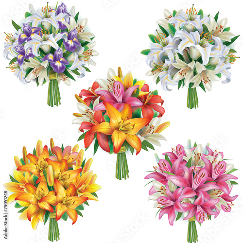 Set of lilies bouquets