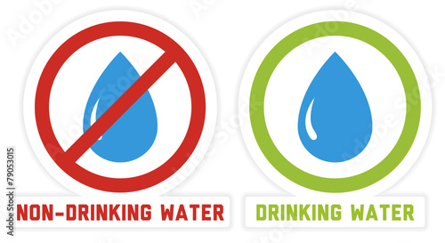 2 isolated labels for drinking and non-drinking water