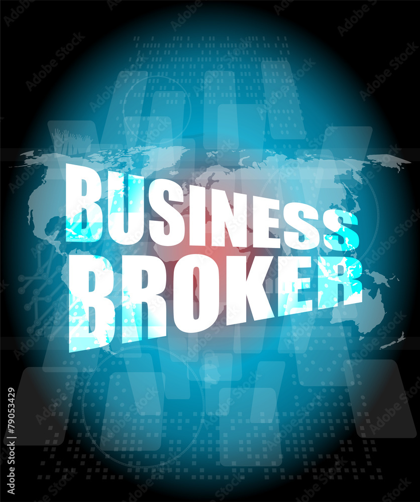 business broker words on digital touch screen