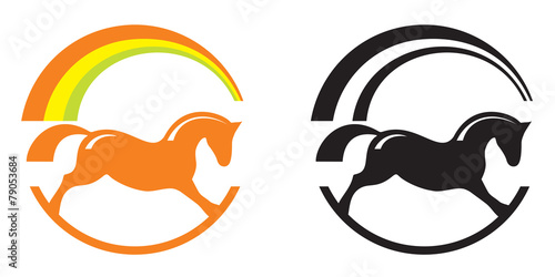 Rocking horse. Pony sport logo. Vector