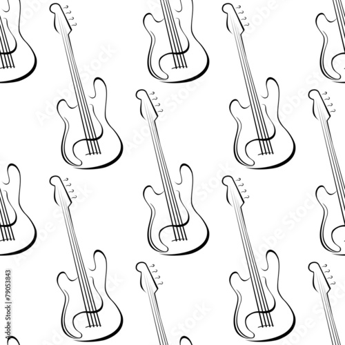 Outline electric guitars seamless pattern
