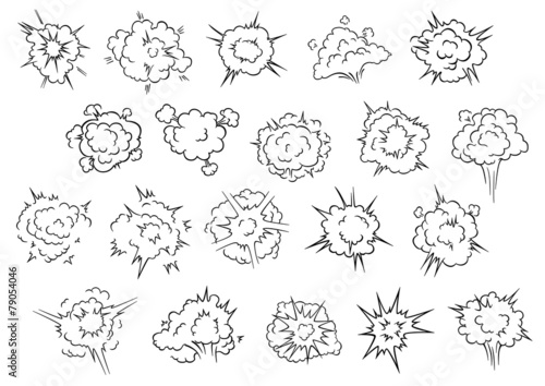 Cartooned comic book explosion clouds