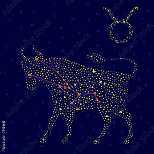 Zodiac sign Taurus over starry sky © natareal