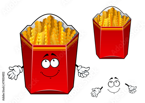 French fries wavy slices cartoon character