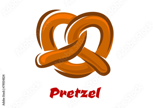 Bavarian twisted pretzel in cartoon style