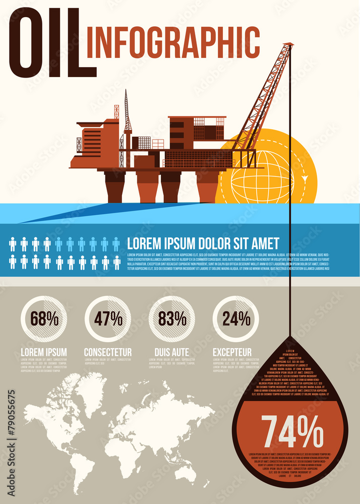 Vecteur Stock Oil Infographic. Oil and gas offshore rig | Adobe Stock
