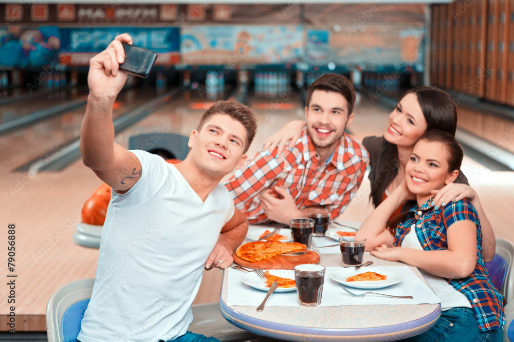 Leisure time in bowling club Stock Photo | Adobe Stock