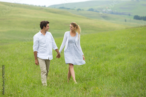 couple walking on countryside