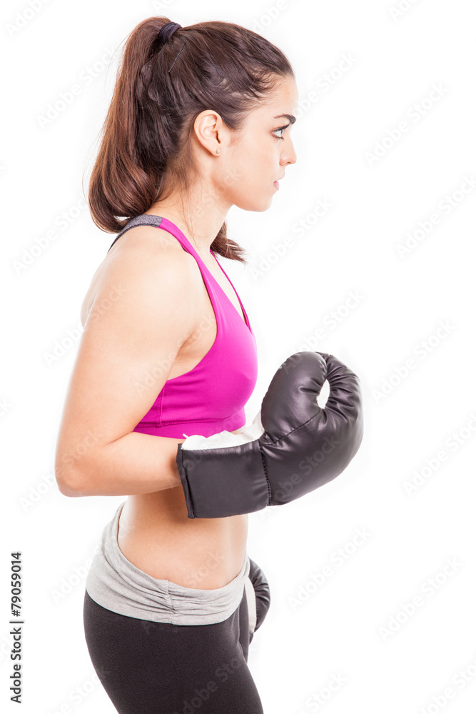 Pretty girl with boxing gloves Pretty girl with boxing gloves