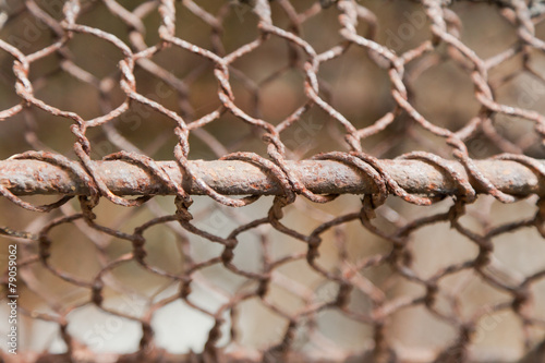 texture of rusty iron fence wire