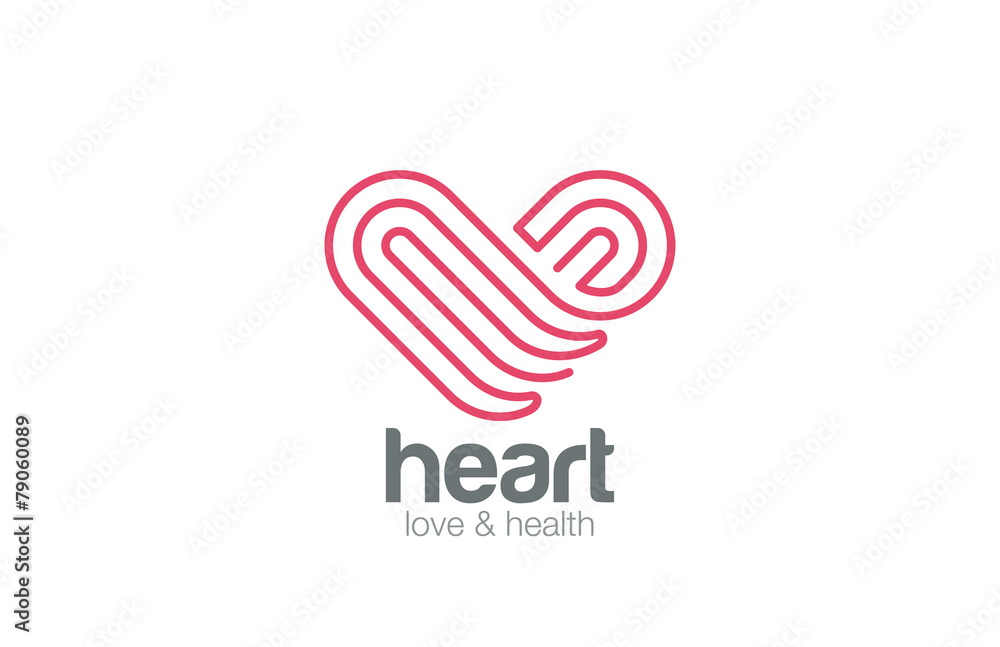 Logo Heart one line art design. Medicine, Pharmacy icon