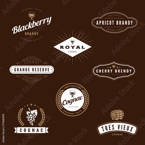 Hipster Logo Cognac design vector typography templates