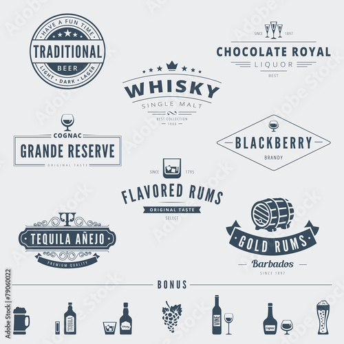 Wisky Hipster Logo design vector typography lettering templates