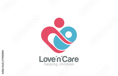 Mother and child Logo design vector. Take care concept icon