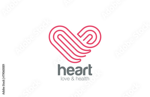 Logo Heart one line art design. Medicine, Pharmacy icon