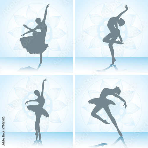 Set of ballet dancers silhouettes. Vector illustration.
