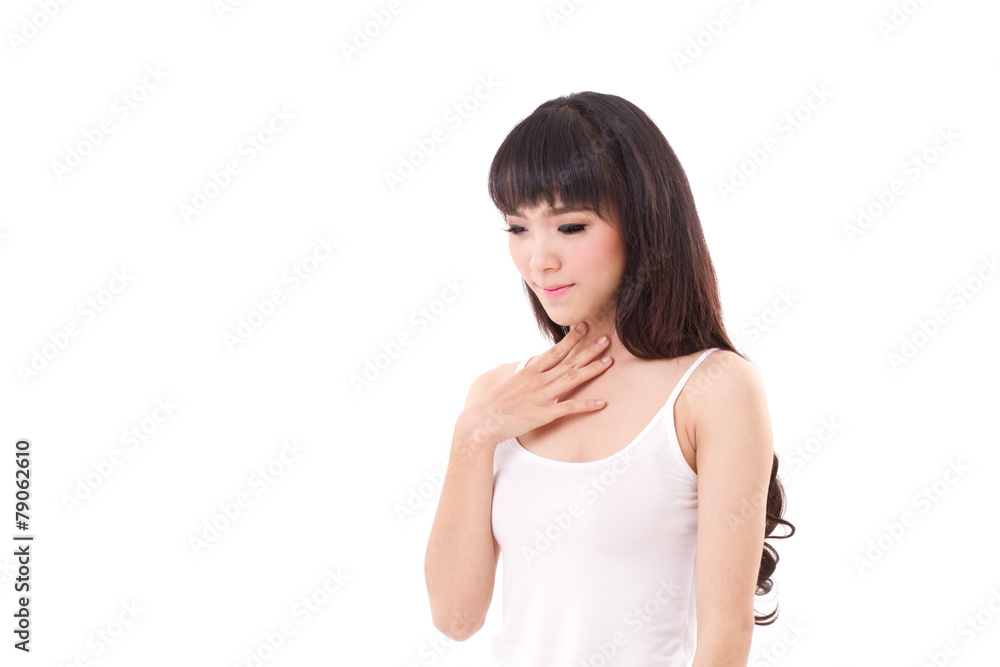 sick woman with sore throat or gerd sick woman with sore throat or gerd