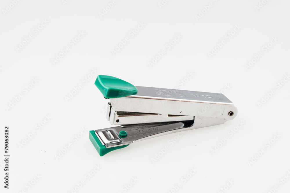 Green Stapler on white background Green Stapler on white background