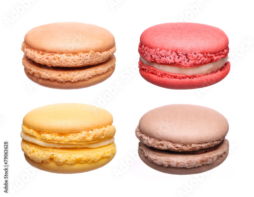 Colorful French Macaroons Collection isolated on white