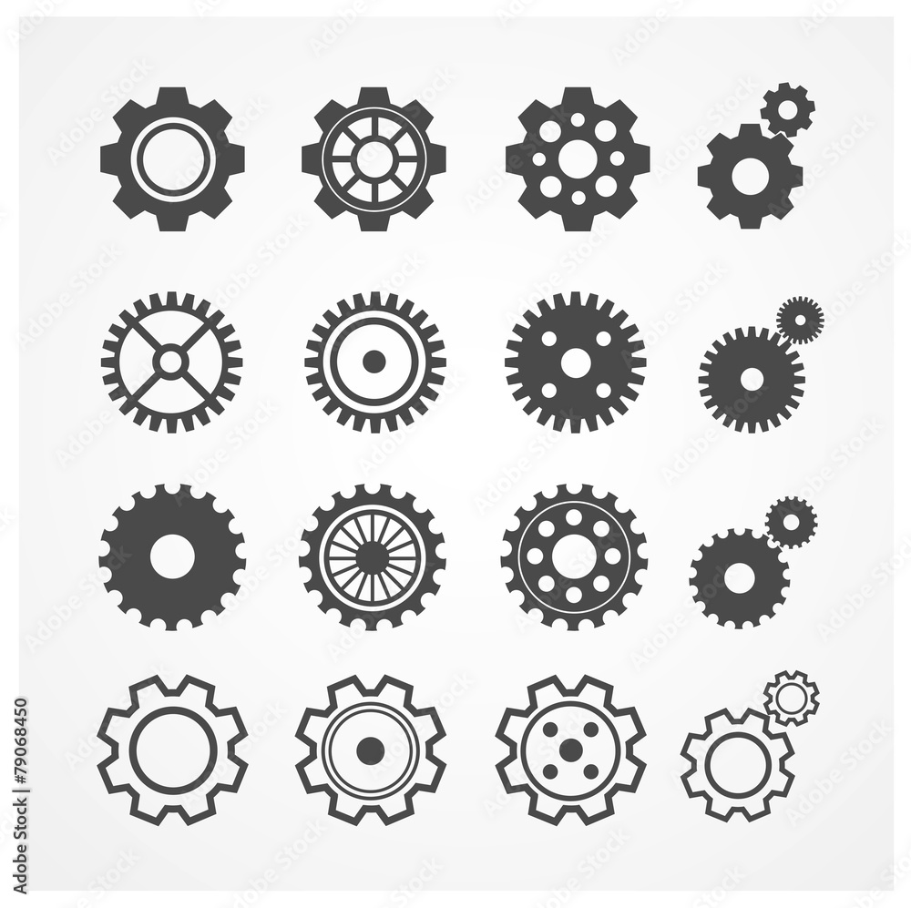 Vector gear icon set. Flat Design Vector gear icon set. Flat Design