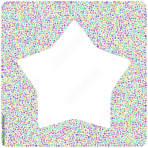 Smoothed star into a square icon. Mosaic of harlequin circles