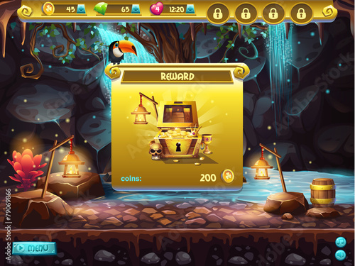 User interface for a computer game treasure hunt.